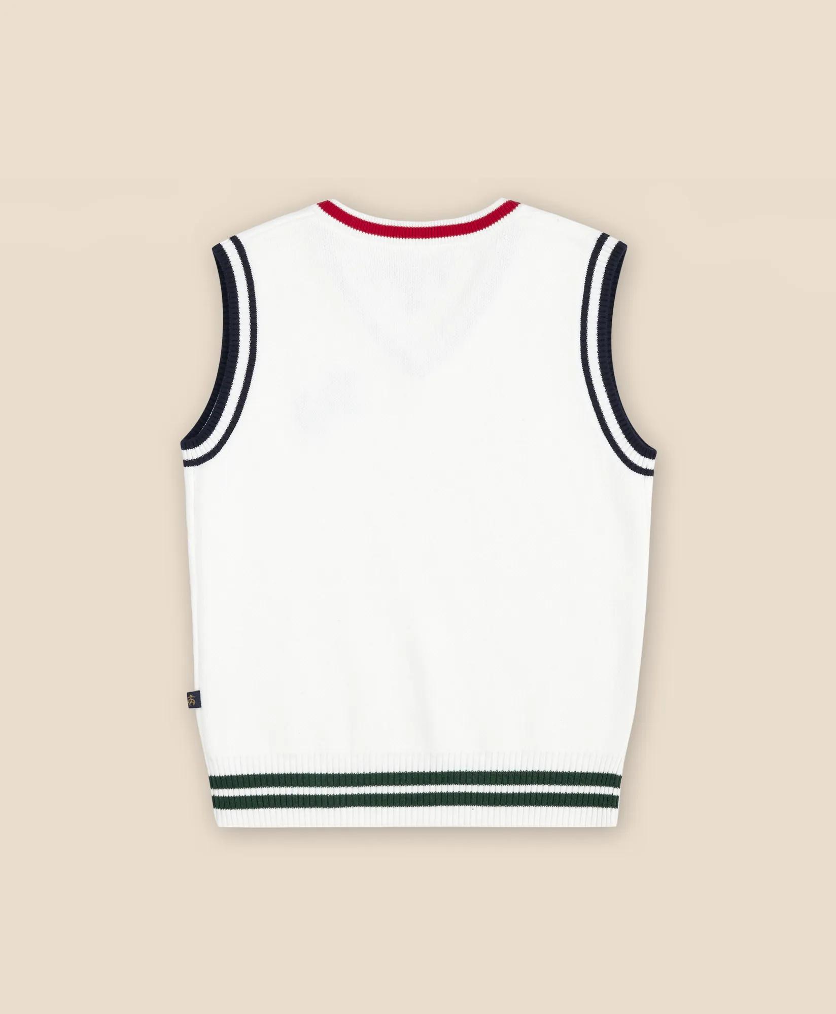 Cotton Jacquard Varsity Sweater Vest