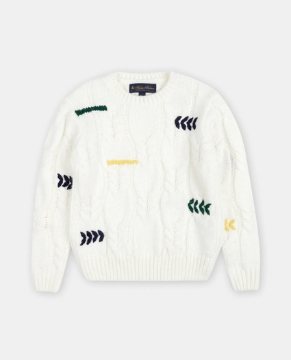 Boys Cable Sweater with Contrast Stitching, image 1