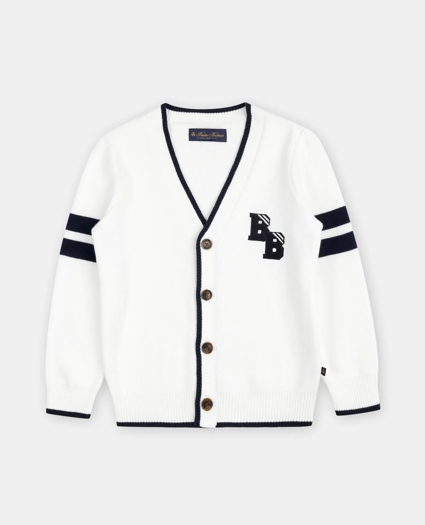Boys Cotton Jacquard Varsity Cardigan, image 1