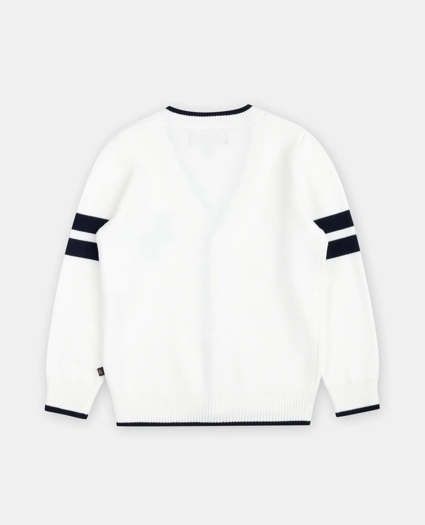 Boys Cotton Jacquard Varsity Cardigan, image 2