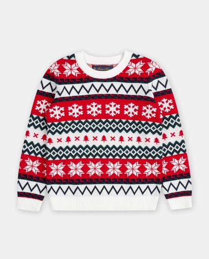 Boys Cotton Jacquard Fair Isle Sweater, image 1