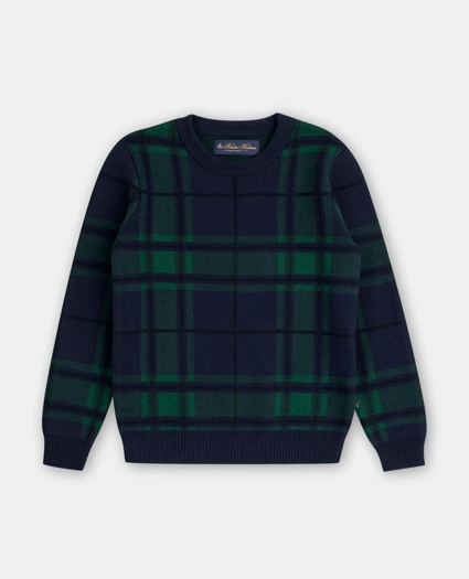 Boys Cotton Jacquard Black Watch Sweater, image 1