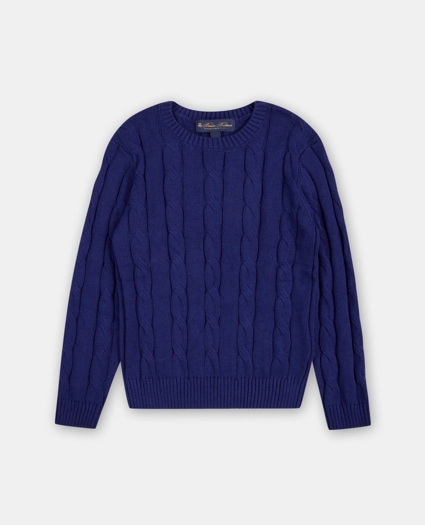 Boys Cotton Cable Crewneck Sweater, image 1