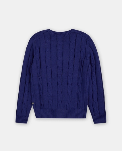Boys Cotton Cable Crewneck Sweater, image 2