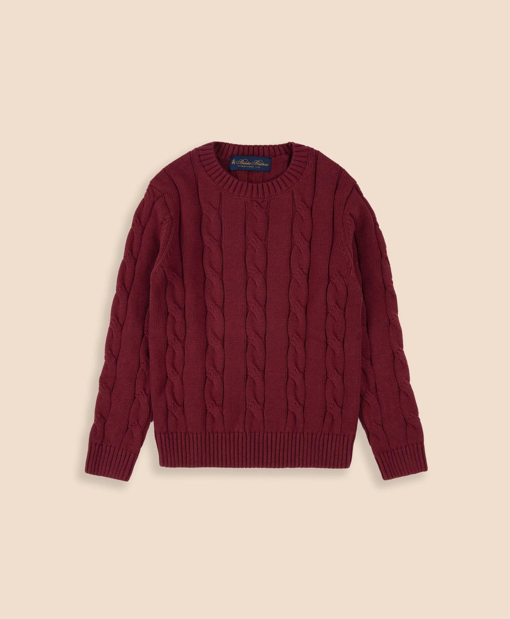 Boys Cotton Cable Sweater, image 1