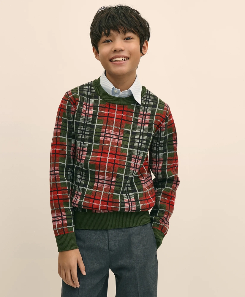 Boys Cotton Jacquard Tartan Sweater