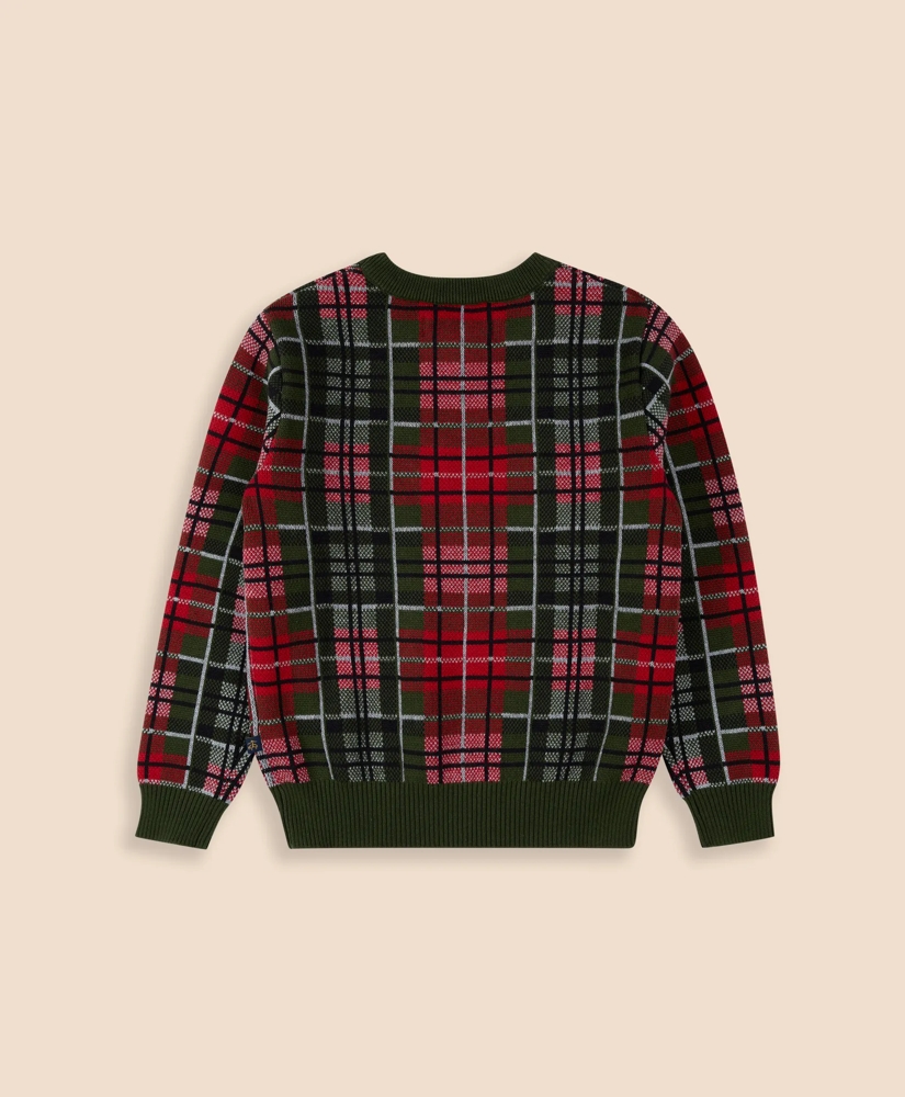 Boys Cotton Jacquard Tartan Sweater, image 3