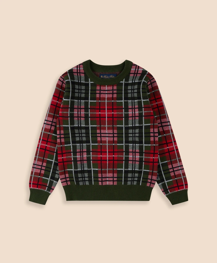 Boys Cotton Jacquard Tartan Sweater, image 4