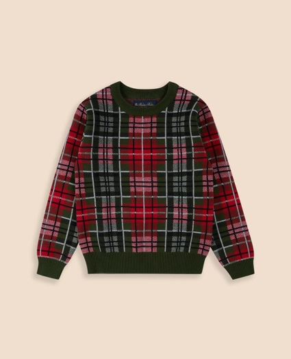 Boys Cotton Jacquard Tartan Sweater, image 4