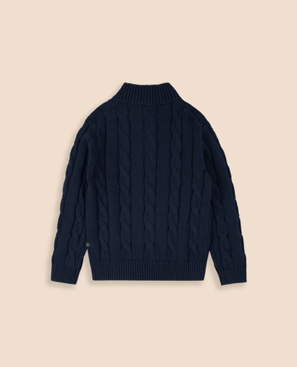 Boys Cotton Cable Knit Half-Zip Sweater, image 2