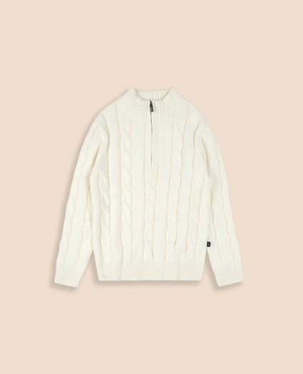Boys Cotton Cable Knit Half-Zip Sweater, image 1