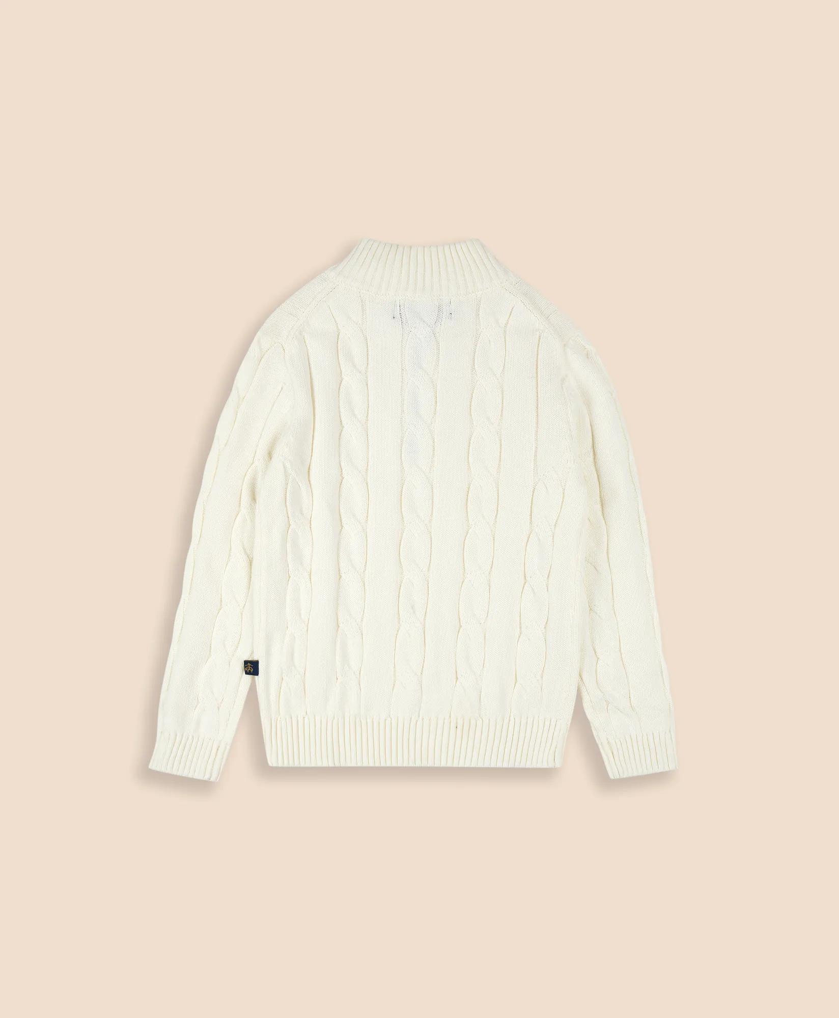Boys Cotton Cable Knit Half-Zip Sweater, image 2