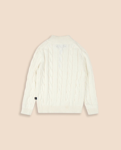 Boys Cotton Cable Knit Half-Zip Sweater, image 2