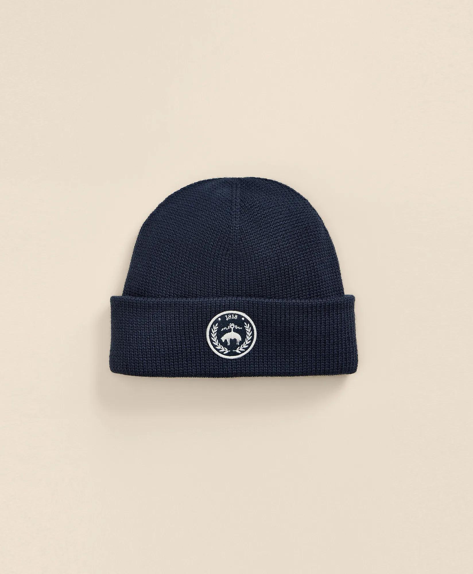 Boys Wool-Cashmere Blend Patch Beanie Hat, image 1