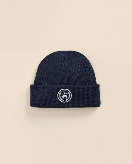 Boys Wool-Cashmere Blend Patch Beanie Hat