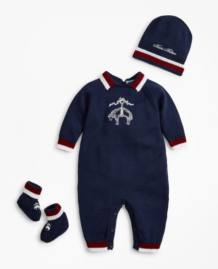 Boys Knit Wool Bodysuit, Hat & Booties Set - 3 Months, image 1