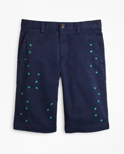 Boys Cotton Bug Embroidered Chino Shorts, image 1