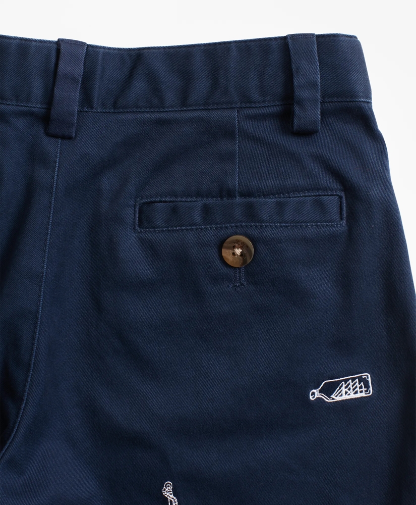 Boys Stretch-Cotton Nautical Embroidered Chino Shorts, image 2