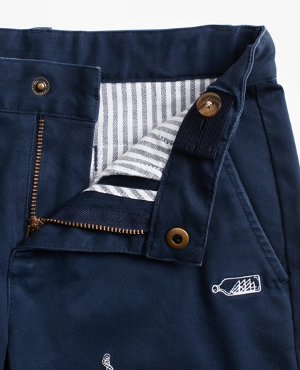 Boys Stretch-Cotton Nautical Embroidered Chino Shorts, image 3