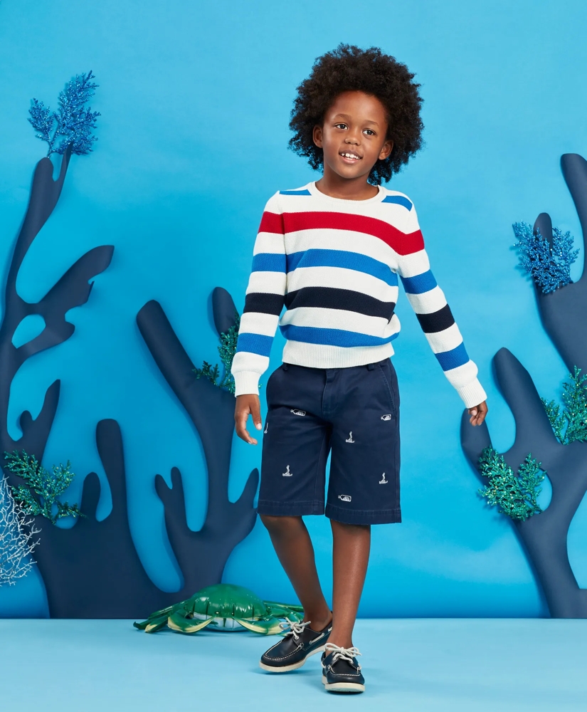 Boys Stretch-Cotton Nautical Embroidered Chino Shorts, image 4