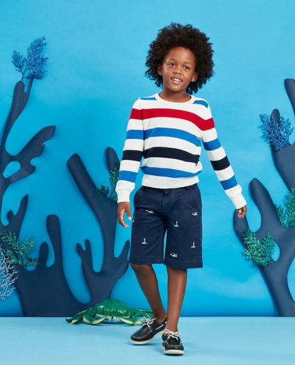 Boys Stretch-Cotton Nautical Embroidered Chino Shorts, image 4