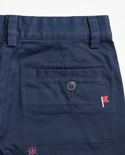 Boys Washed Cotton Embroidered Stretch Chino Shorts, image 3