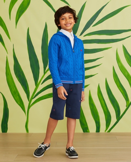 Boys Washed Cotton Embroidered Stretch Chino Shorts, image 4