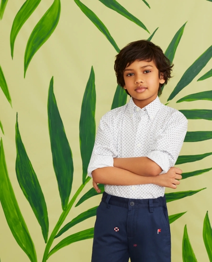 Boys Washed Cotton Embroidered Stretch Chino Shorts, image 5
