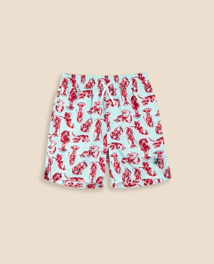 Boys Lobster Print Swim Trunks, image 1