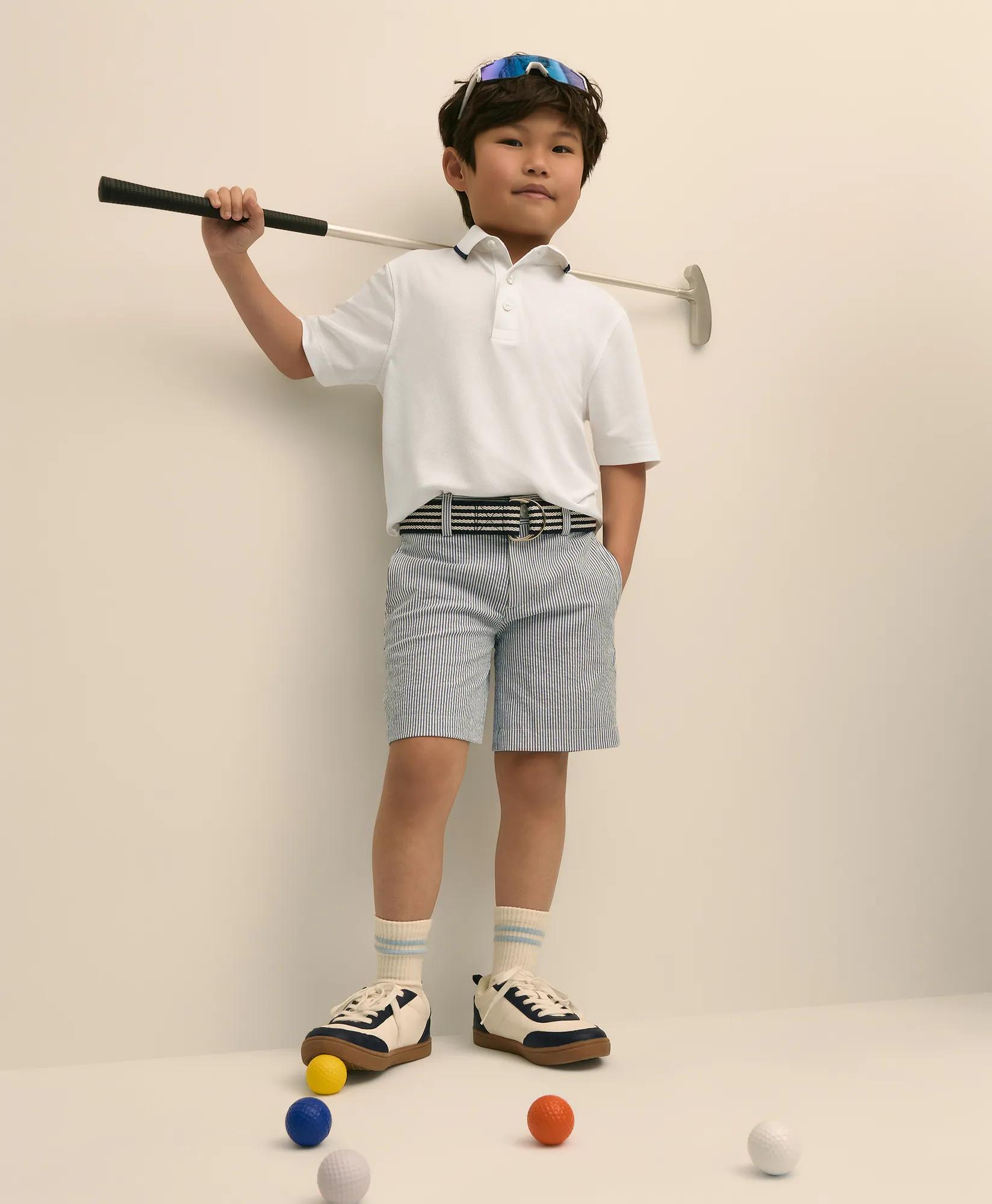 Boys Stretch Cotton Seersucker Shorts, image 1