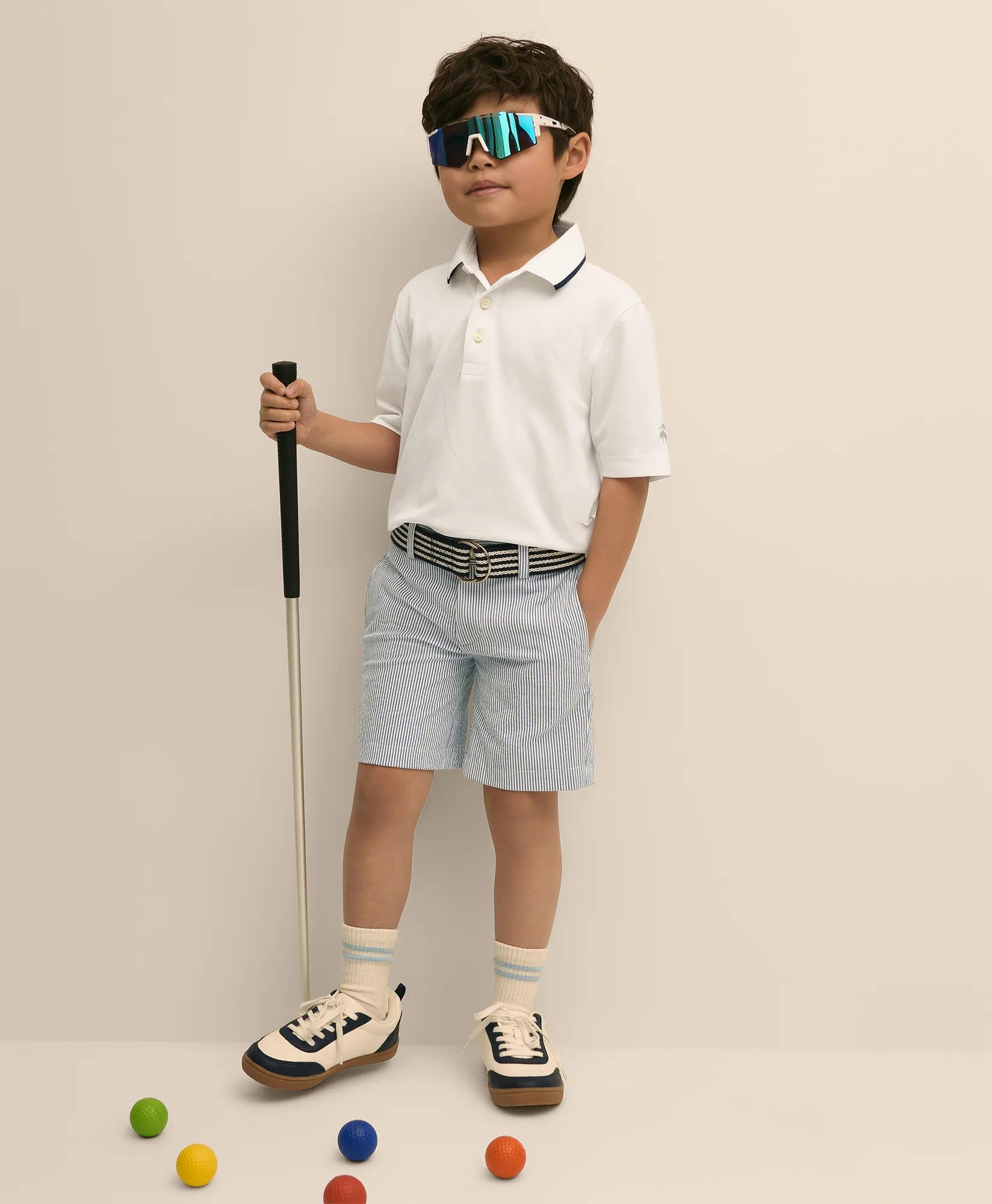 Boys Stretch Cotton Seersucker Shorts, image 2
