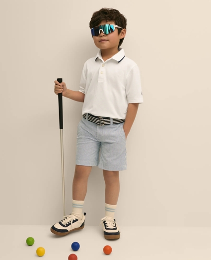 Boys Stretch Cotton Seersucker Shorts, image 2