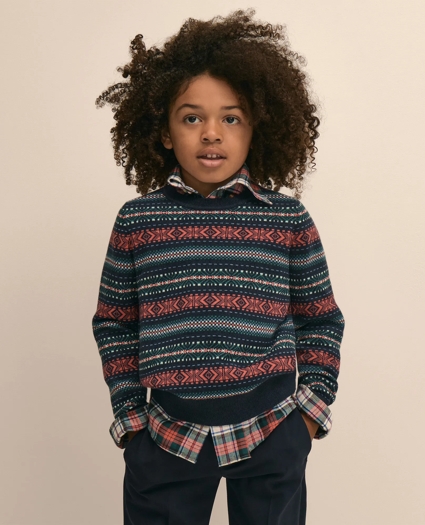 Boys Cotton Fair Isle Sweater, image 1