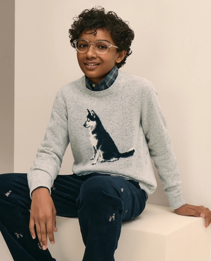 Boys Wool Blend Husky Intarsia Sweater, image 1