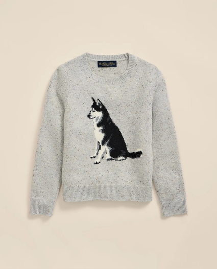 Boys Wool Blend Husky Intarsia Sweater, image 2