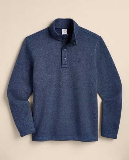 Brushed Fleece Button Mock-Neck Pullover