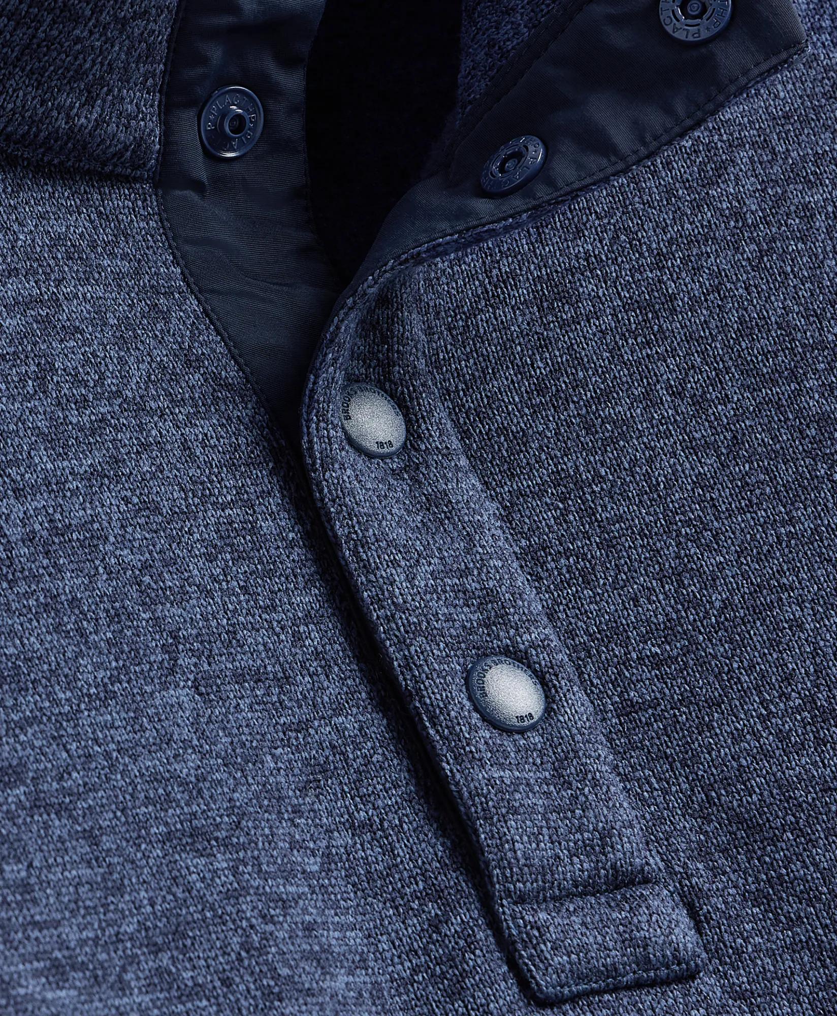 Brushed Fleece Button Mock-Neck Pullover, image 2