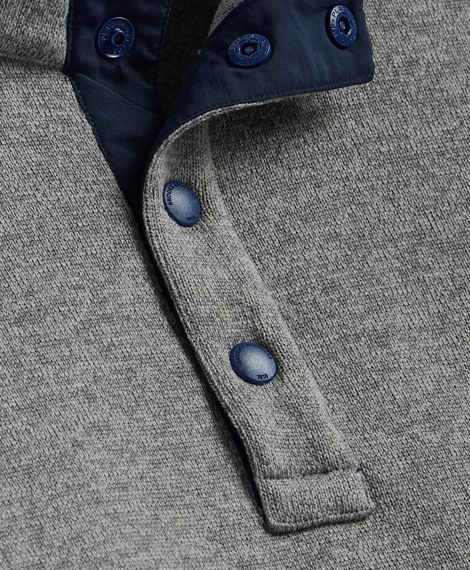 Brushed Fleece Button Mock-Neck Pullover, image 2