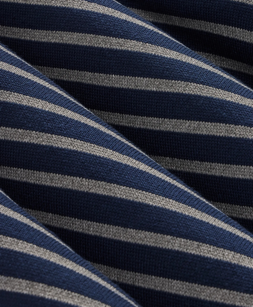 Brushed Fleece Stripe Button Mock-Neck Pullover, image 3
