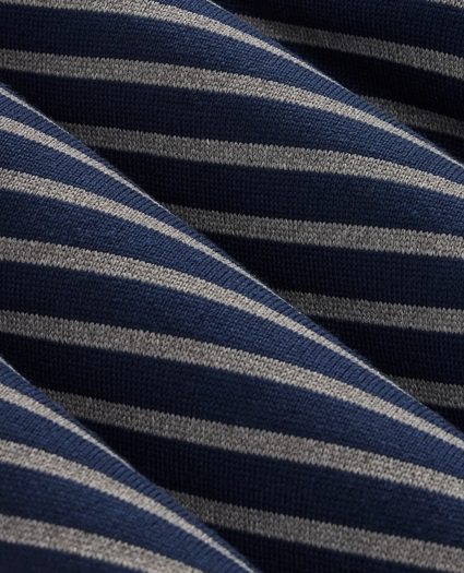 Brushed Fleece Stripe Button Mock-Neck Pullover, image 3