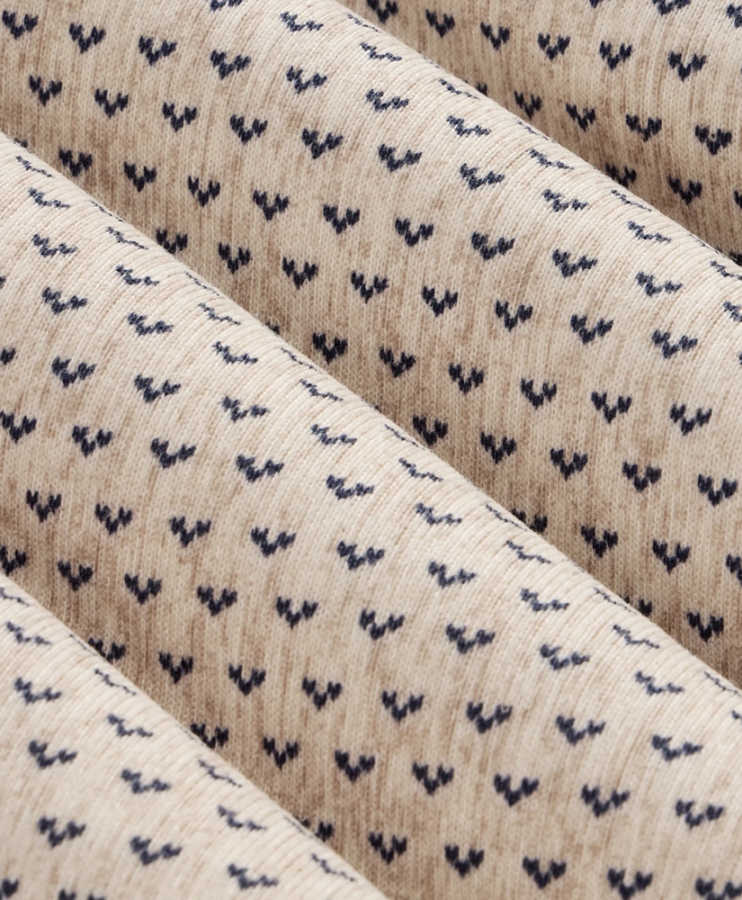 Brushed Fleece Ticking-Stripe Button Mock-Neck Pullover, image 3
