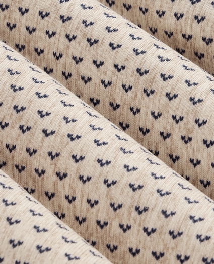 Brushed Fleece Ticking-Stripe Button Mock-Neck Pullover, image 3