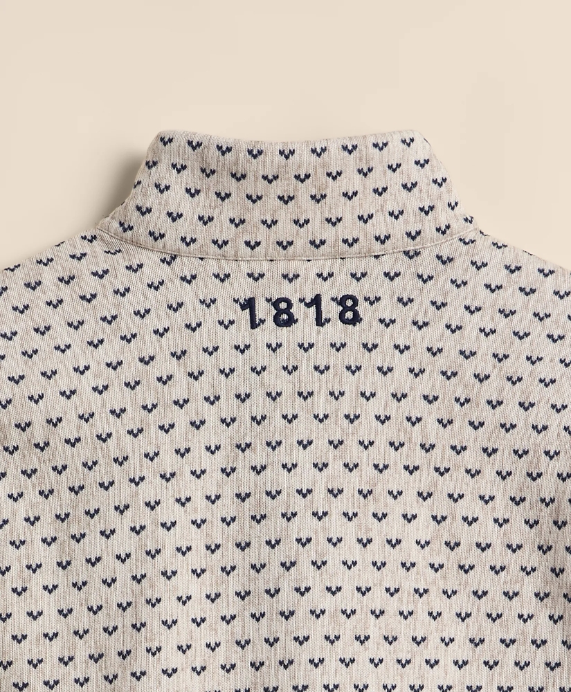Brushed Fleece Ticking-Stripe Button Mock-Neck Pullover, image 4