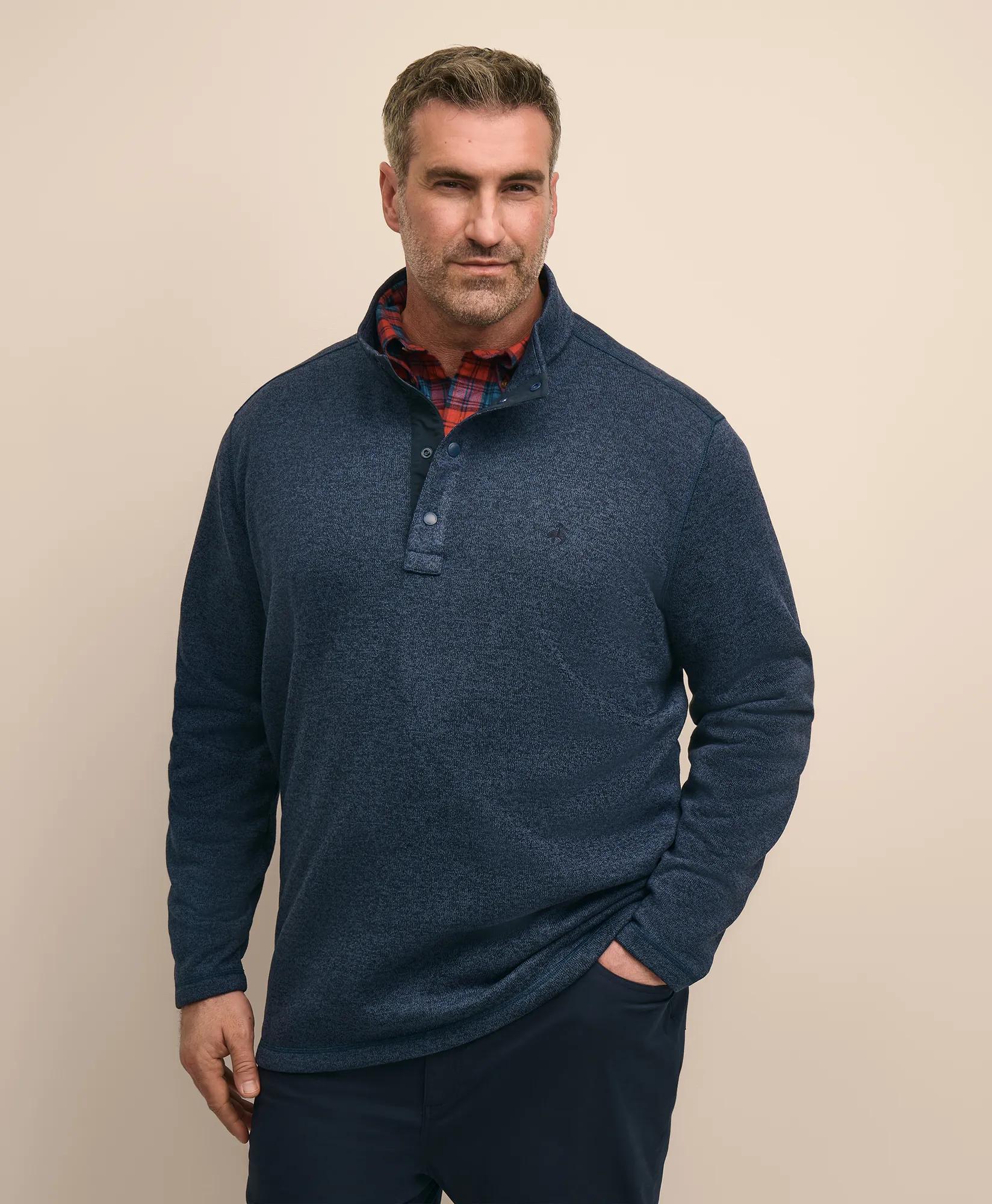 Big & Tall Brushed Quarter-Snap Pullover, image 1