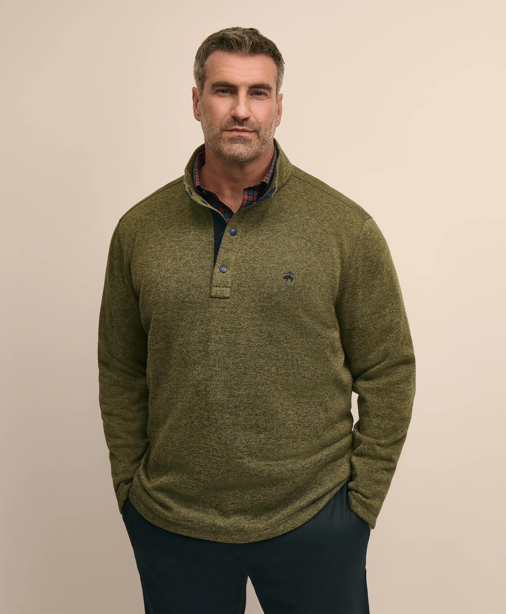 Big & Tall Brushed Quarter-Snap Pullover, image 1