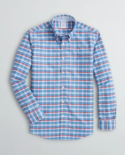 Stretch Regent Regular-Fit Sport Shirt, Non-Iron Grid Oxford, image 1
