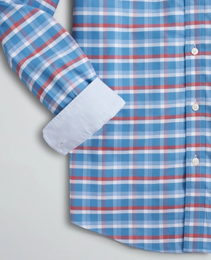 Stretch Regent Regular-Fit Sport Shirt, Non-Iron Grid Oxford, image 3
