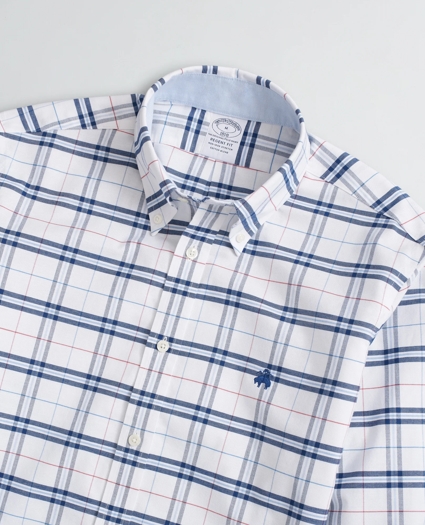 Stretch Regent Regular-Fit Sport Shirt, Non-Iron Plaid Oxford, image 2
