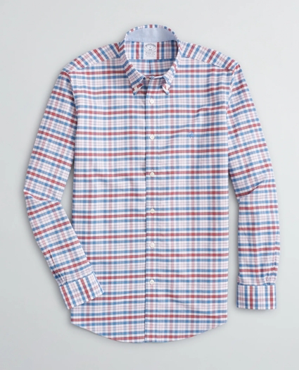 Stretch Regent Regular-Fit Sport Shirt, Non-Iron Gingham Oxford, image 1