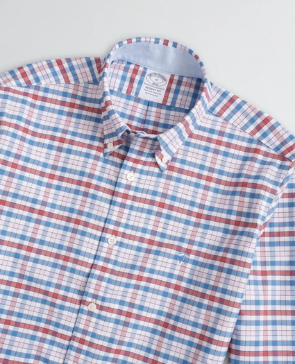 Stretch Regent Regular-Fit Sport Shirt, Non-Iron Gingham Oxford, image 2